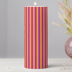 Purple Orange Stripes Seamless Pattern Pillar Candle