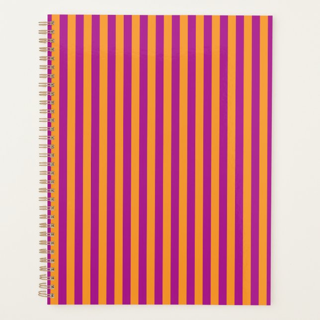 Purple Orange Stripes Seamless Pattern Planner (Front)