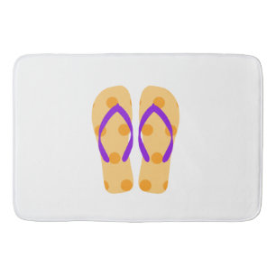 Purple Orange Summer Beach Flip Flops Bath Mat