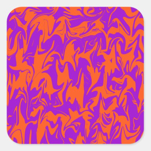 Purple  Orange Swirl Square Sticker