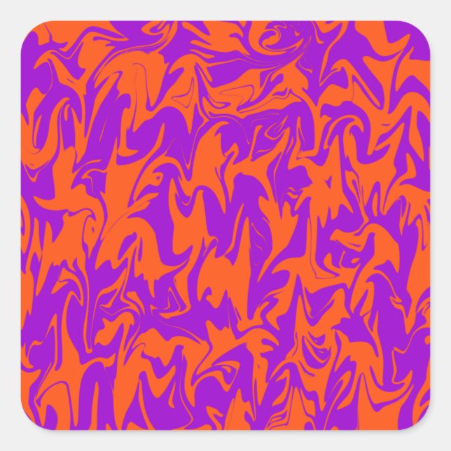 Purple & Orange Swirl Square Sticker (Front)