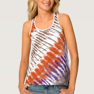 Purple Orange Tie Dye Herringbone swirl Tank Top