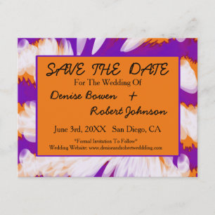 Purple Orange Tie Dye Swirl Save the Date
