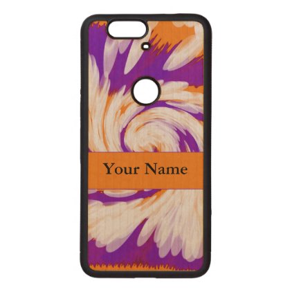 Purple Orange Tie Dye Swirl Wood Nexus 6P Case