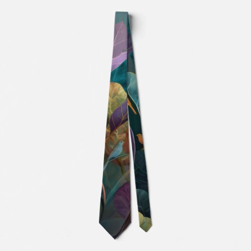 Purple Orange Tropical Necktie – Abstract Plants a