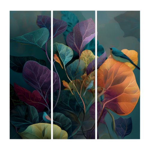 Purple Orange Tropical Triptych Wall Art