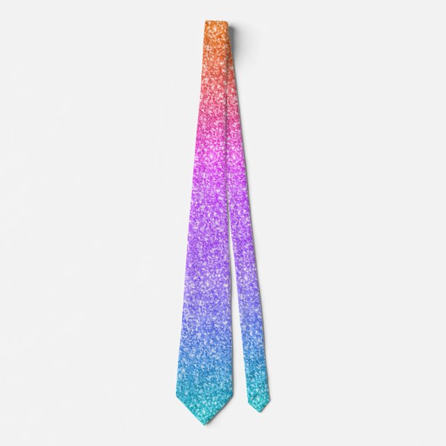 Purple Orange & Turquoise Glitter & Sparkles Neck Tie (Front)