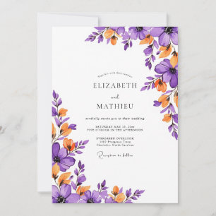 Purple Orange Vivid Spring Wedding Invitation