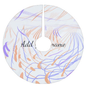 Purple orange watercolor abstract add name text th brushed polyester tree skirt