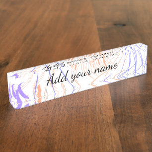 Purple orange watercolor abstract add name text th desk name plate