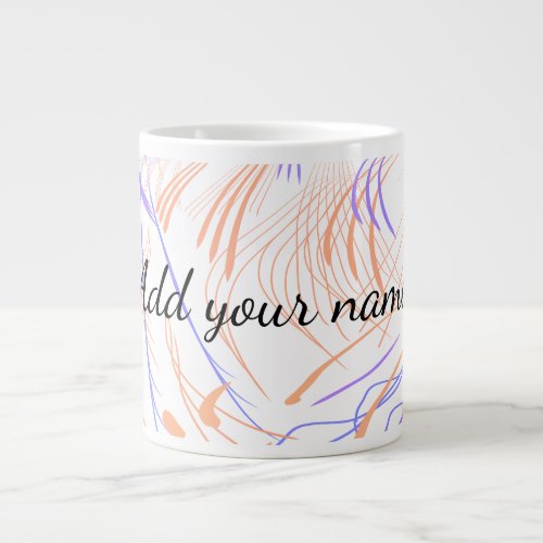 Purple orange watercolor abstract add name text th giant coffee mug