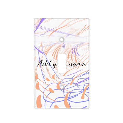 Purple orange watercolor abstract add name text th light switch cover