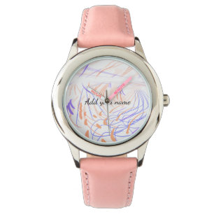 Purple orange watercolor abstract add name text th watch