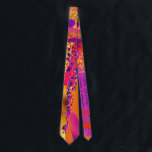 Purple Orange Wedding Date Neck Tie<br><div class="desc">Tie to match Purple Orange Paisley Wedding Invitation & decor. Perfect for the groom or groomsmen. Bright, vibrant purple and orange design with a retro twist for the modern couple who wants a unique expression of their love. Marigold orange, blush pink. raspberry, and coral tones are accent colors . This...</div>