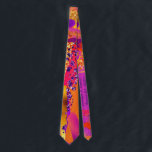 Purple Orange Wedding Date Neck Tie<br><div class="desc">Tie to match Purple Orange Paisley Wedding Invitation & decor. Perfect for the groom or groomsmen. Bright, vibrant purple and orange design with a retro twist for the modern couple who wants a unique expression of their love. Marigold orange, blush pink. raspberry, and coral tones are accent colors . This...</div>