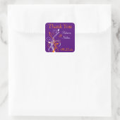 Purple Orange White Floral 1.5" Wedding Sticker (Bag)