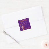 Purple Orange White Floral 1.5" Wedding Sticker (Envelope)