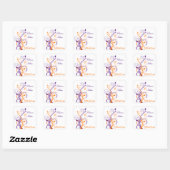 Purple Orange White Floral 1.5" Wedding Sticker (Sheet)