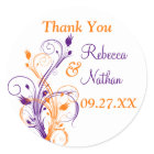 Purple Orange White Floral 1.5" Wedding Sticker 6