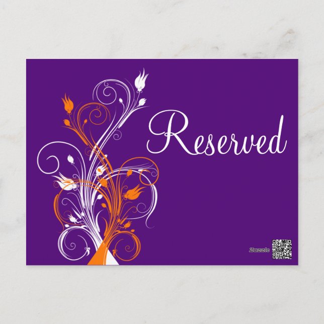 Purple Orange White Floral "Reserved" Postcard (Back)