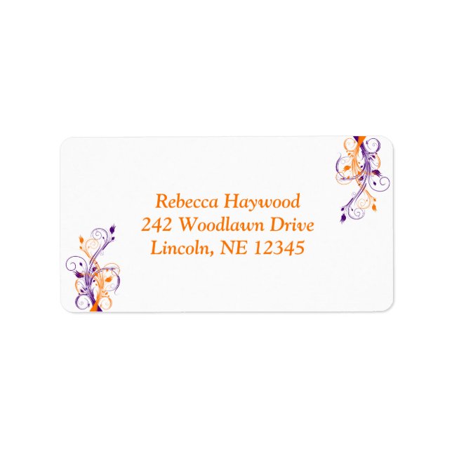 Purple Orange White Floral Return Address Label (Front)