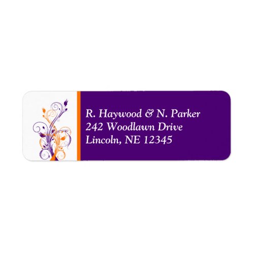 Purple Orange White Floral Return Address Label