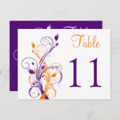 Purple Orange White Floral Table Number Postcard 2 (Front/Back)