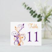 Purple Orange White Floral Table Number Postcard 2 (Standing Front)