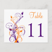 Purple Orange White Floral Table Number Postcard 2 (Front)