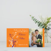 Purple, Orange, White Floral Wedding Photo Card 3 (Standing Front)