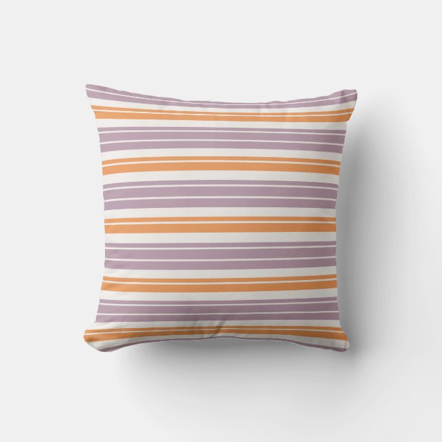 Purple, Orange, White modern Lines in Autumn Trend Throw Pillow (Front)