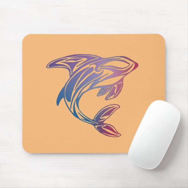 Purple Orca Whale Tattoo Mouse Pad (With Mouse)