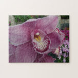 Purple Orchid and Garden Colorful Botanical Jigsaw Puzzle