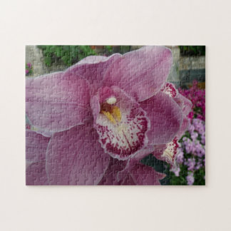Purple Orchid and Garden Colorful Botanical Jigsaw Puzzle
