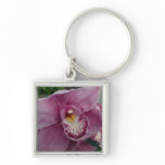 Purple Orchid and Garden Colorful Botanical Keychain