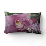 Purple Orchid and Garden Colorful Botanical Lumbar Pillow