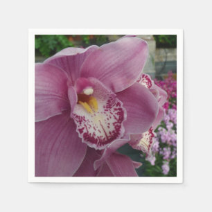 Purple Orchid and Garden Colorful Botanical Napkins
