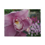 Purple Orchid and Garden Colorful Floral Doormat