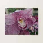 Purple Orchid and Garden Colorful Floral Jigsaw Puzzle