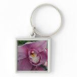 Purple Orchid and Garden Colorful Floral Keychain