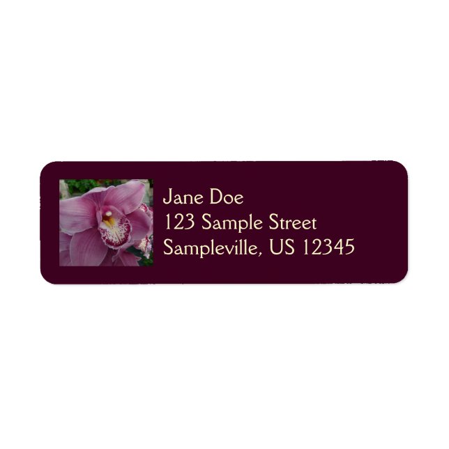 Purple Orchid and Garden Colorful Floral Label (Front)