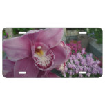 Purple Orchid and Garden Colorful Floral License Plate