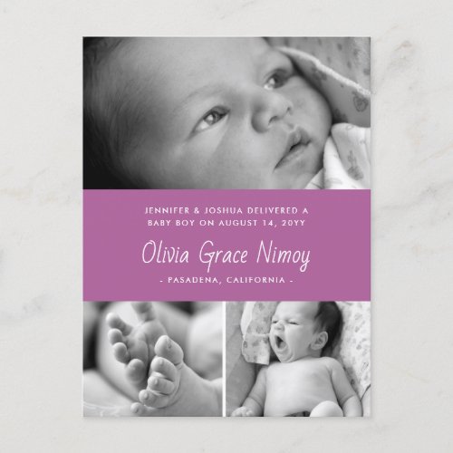 Purple Orchid Birth Announcement Baby Photo