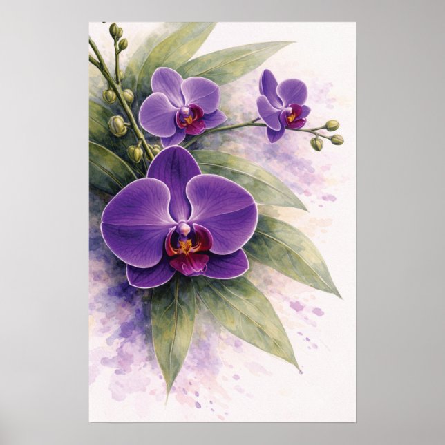 Purple Orchid Botanical  Poster (Front)