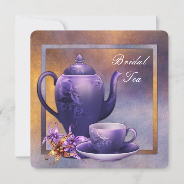 Purple Orchid Bridal Tea Invitation (Front)
