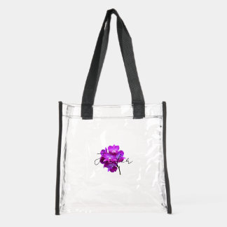 Purple Orchid  Clear Backpack Crossbody Tote Bag