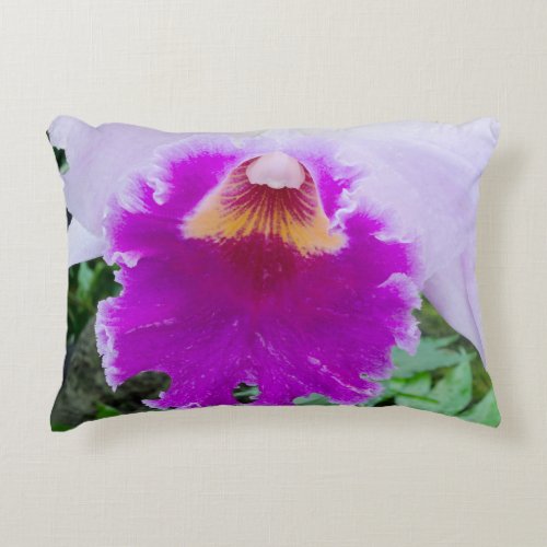 purple orchid closeup accent pillow