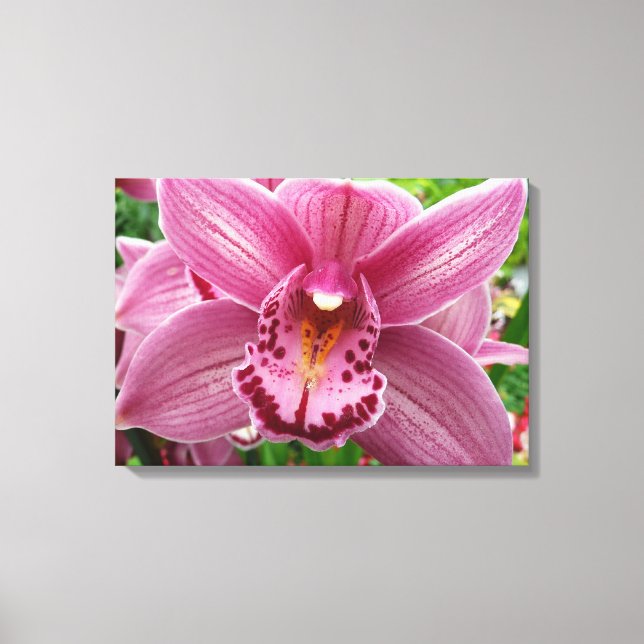 Purple Orchid Elegant Floral Botanical Canvas Print (Front)