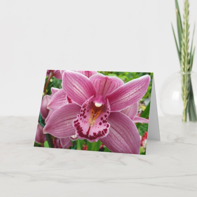 Purple Orchid Elegant Floral Botanical Card (Front)