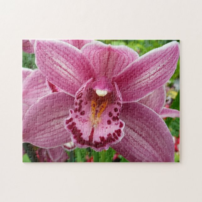 Purple Orchid Elegant Floral Botanical Jigsaw Puzzle (Horizontal)